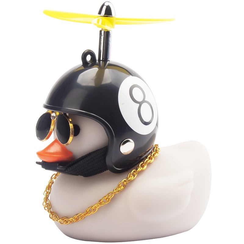 ونوو زينة سيارة على شكل بطة مطاطية من Wonuu - بطة رمادية مع خوذة المروحة ونظارات رائعة - Image 1